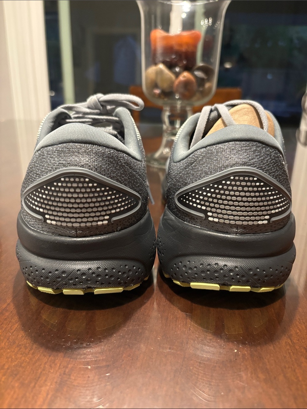 Brooks Ghost Men's Running Shoes — extra wide 4E Gray with Yellow/Black Accents - Picture 4 of 9